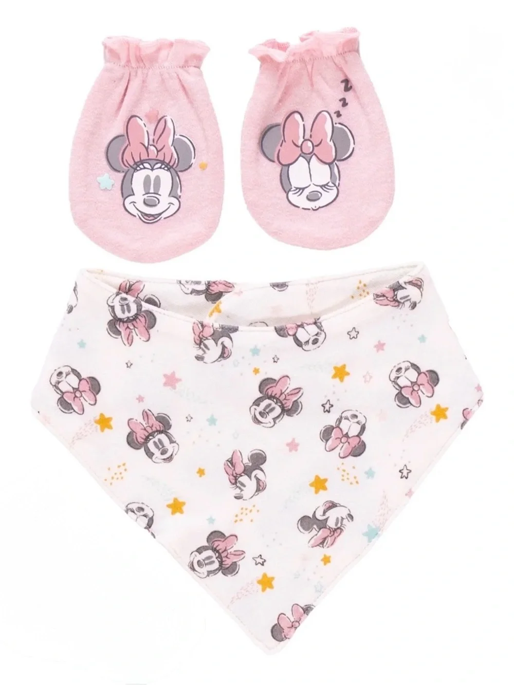 NWT-Disney Baby Wishes & Dreams 0/6M Baby Girl’s Bib & Mittens Set